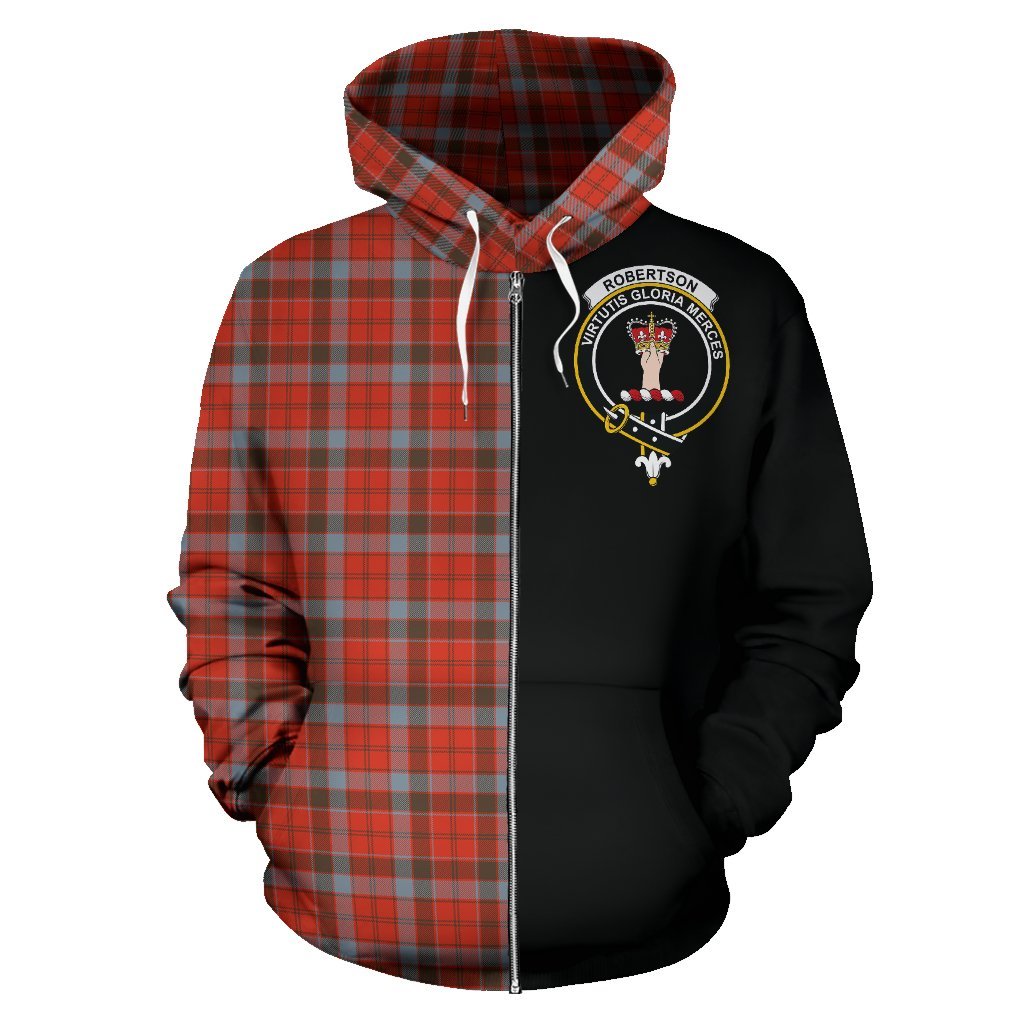 Robertson Weathered Tartan Crest Zipper Hoodie - Half Of Me Style