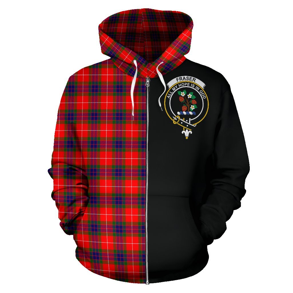 Fraser Modern Tartan Crest Zipper Hoodie - Half Of Me Style