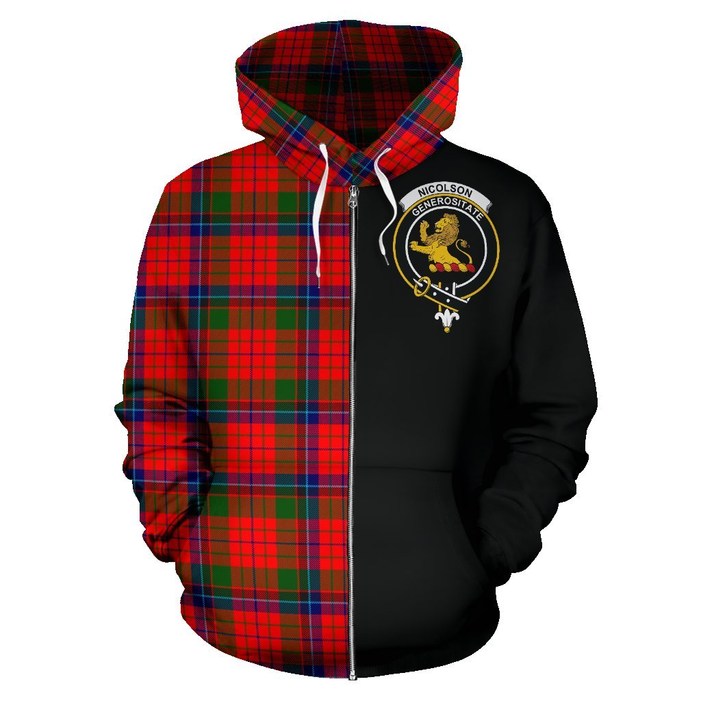 Nicolson Modern Tartan Crest Zipper Hoodie - Half Of Me Style