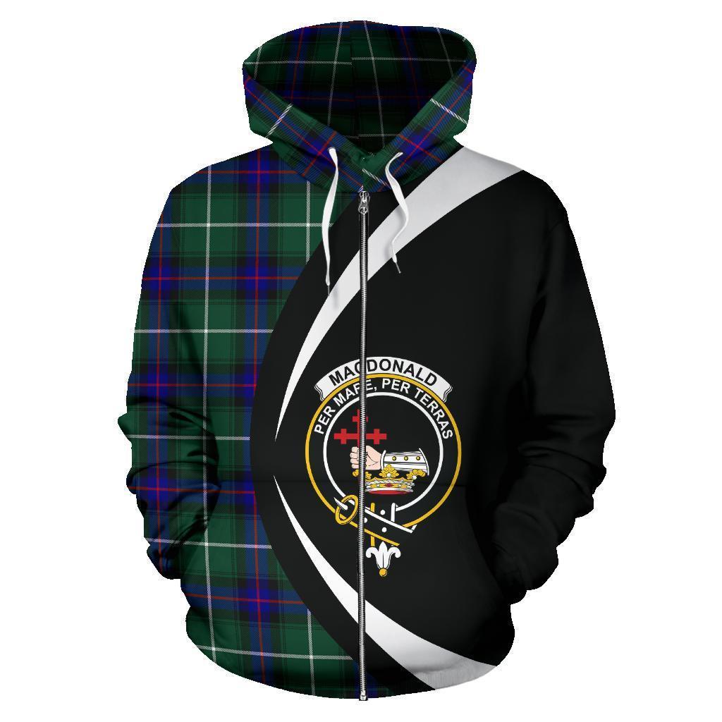 MacDonald of the Isles Hunting Modern Tartan Crest Zipper Hoodie - Circle Style