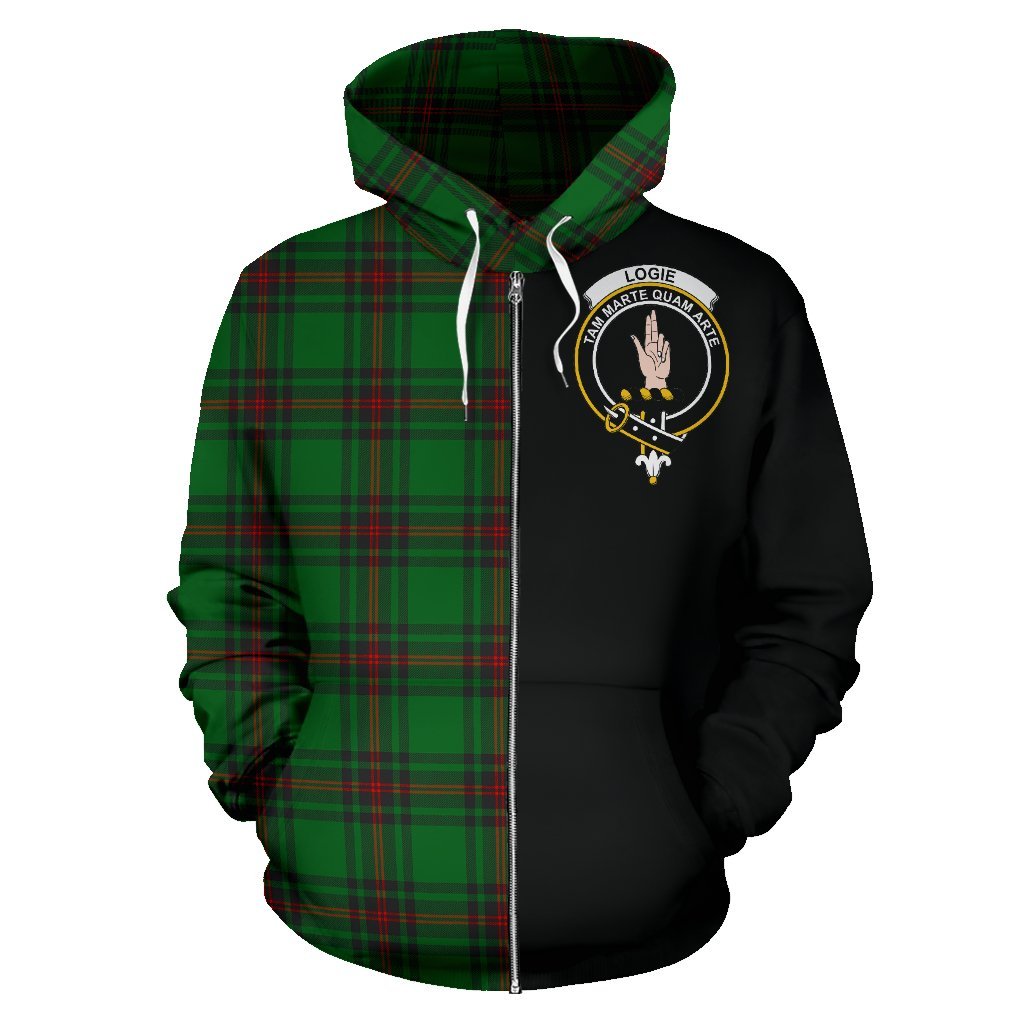 Logie Tartan Crest Zipper Hoodie - Half Of Me Style