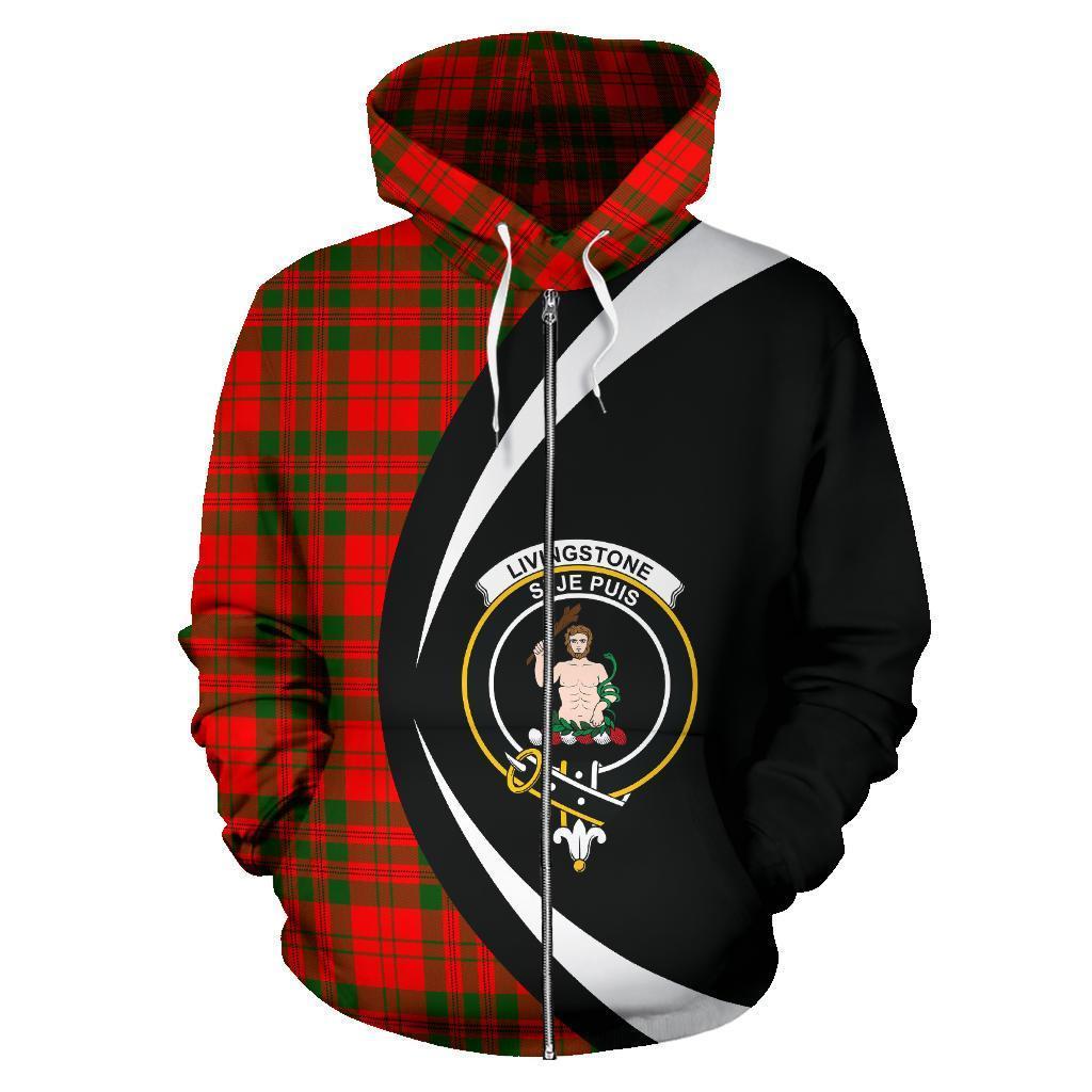 Livingstone Modern Tartan Crest Zipper Hoodie - Circle Style