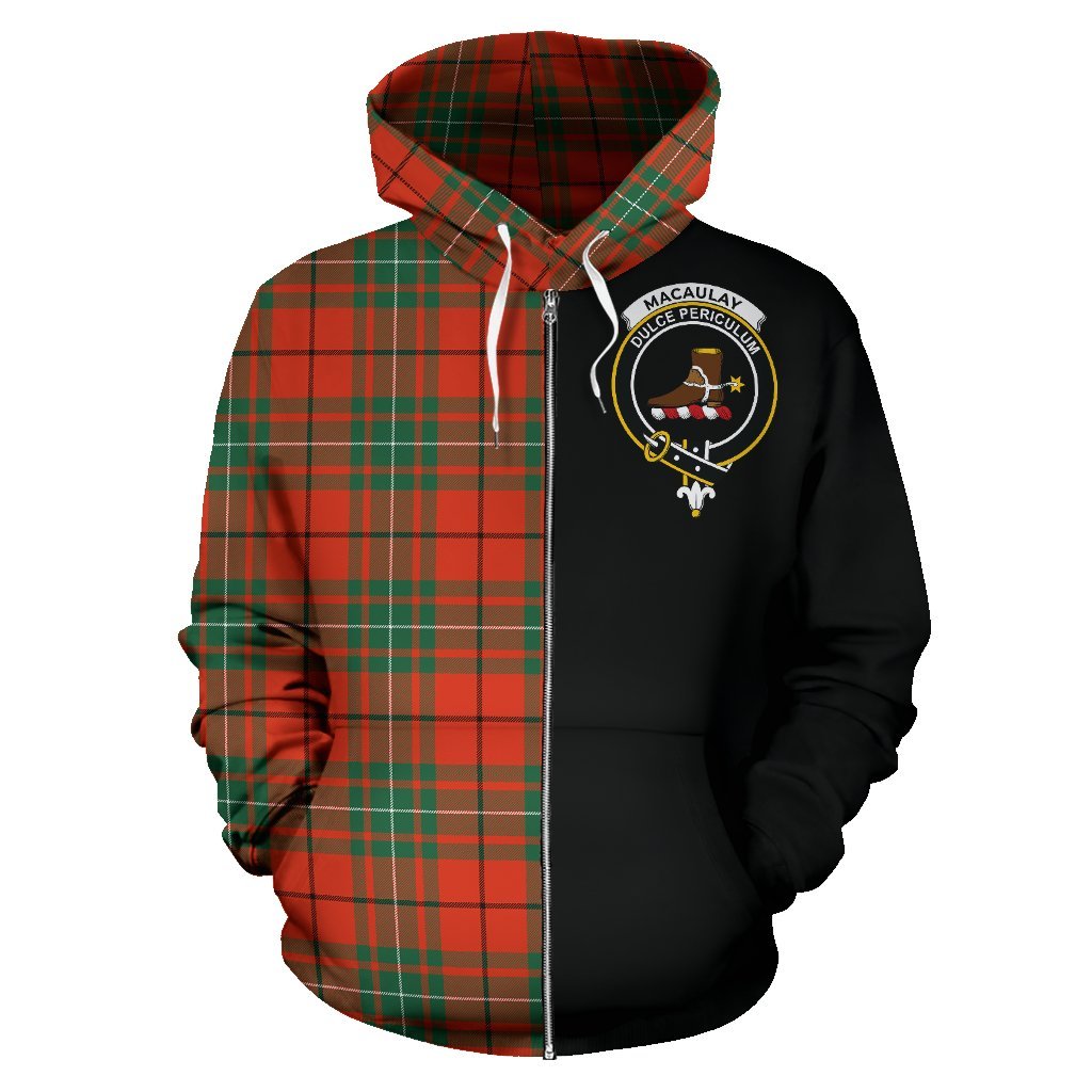 MacAulay Ancient Tartan Crest Zipper Hoodie - Half Of Me Style