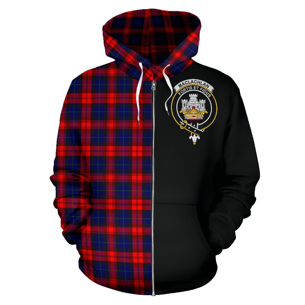 MacLachlan Modern Tartan Crest Zipper Hoodie - Half Of Me Style