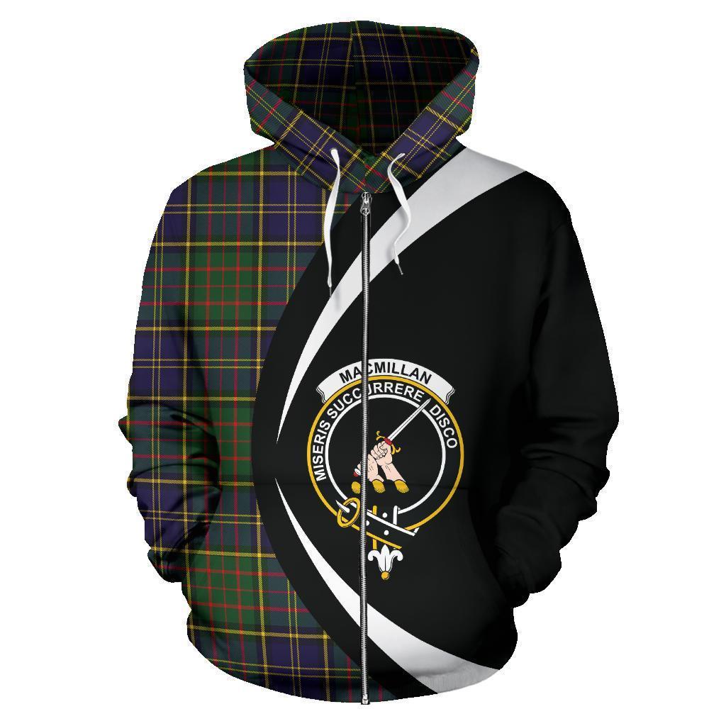 MacMillan Hunting Modern Tartan Crest Zipper Hoodie - Circle Style