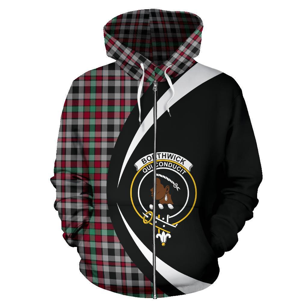 Borthwick Ancient Tartan Crest Zipper Hoodie - Circle Style