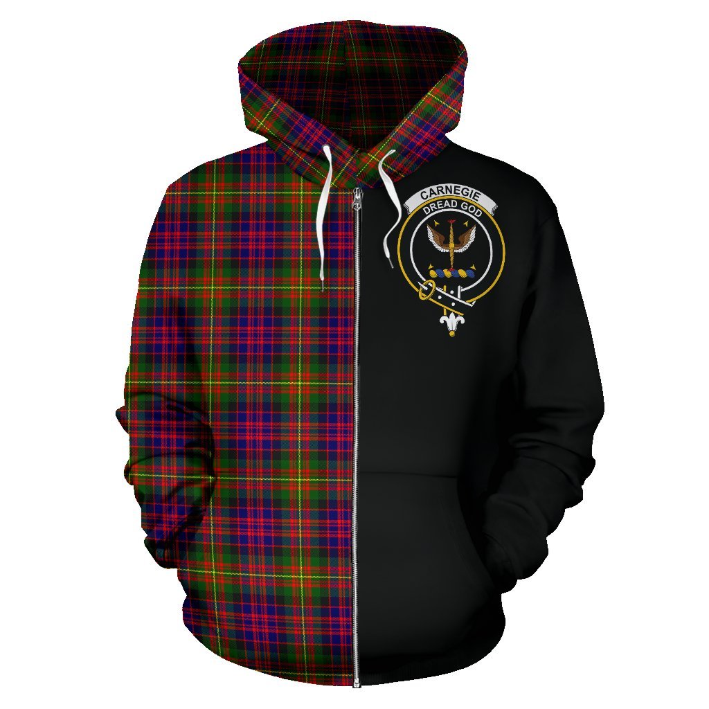 Carnegie Modern Tartan Crest Zipper Hoodie - Half Of Me Style