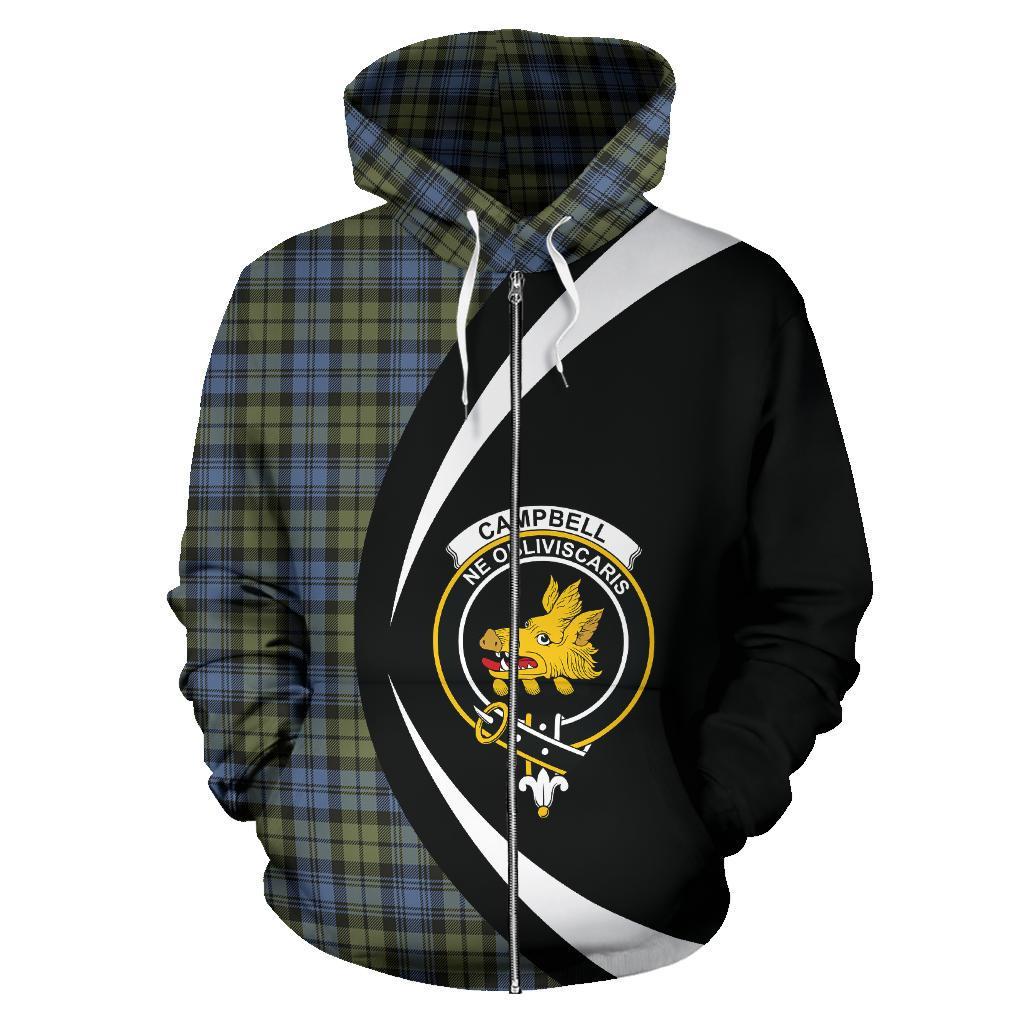 Campbell Faded Tartan Crest Zipper Hoodie - Circle Style