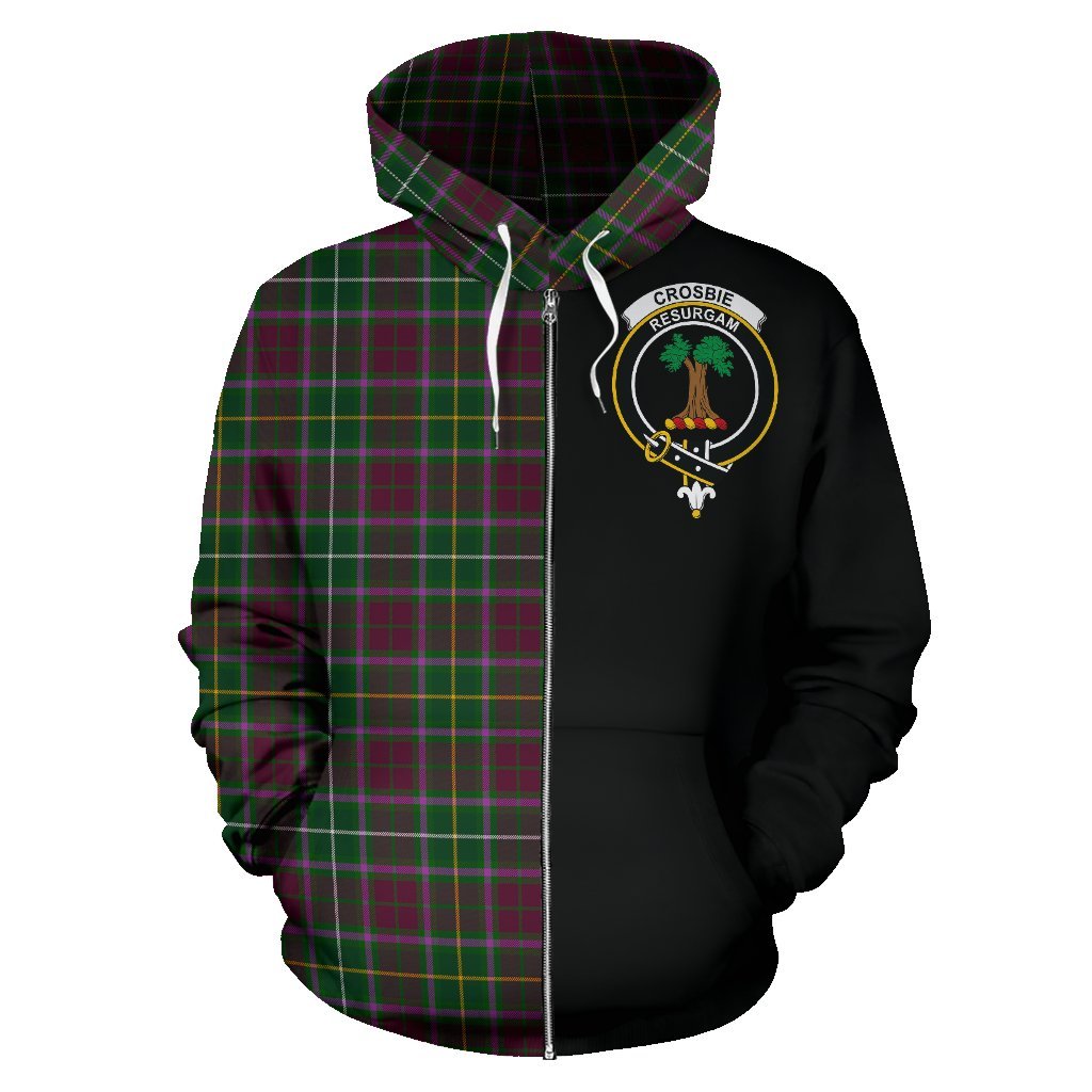 Crosbie Tartan Crest Zipper Hoodie - Half Of Me Style