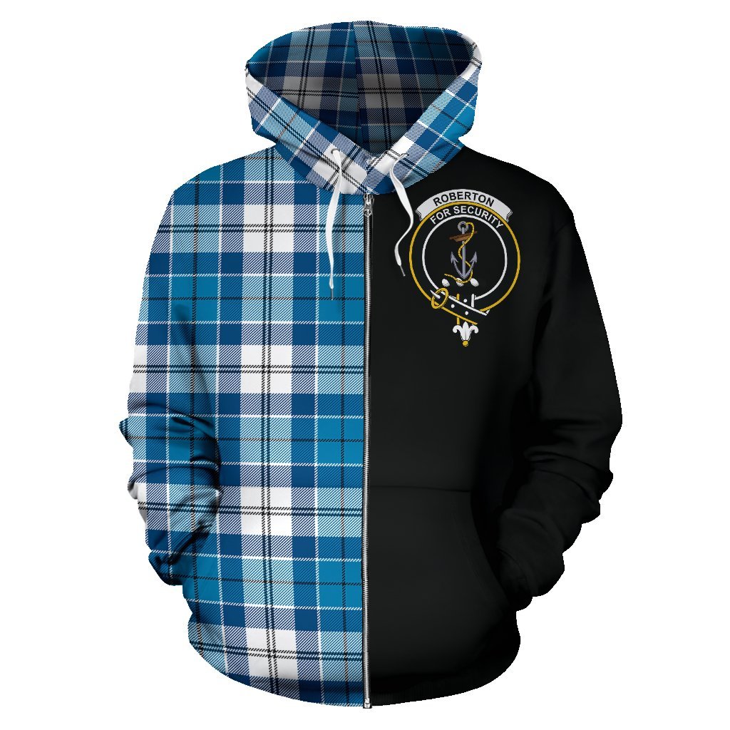 Roberton Tartan Crest Zipper Hoodie - Half Of Me Style