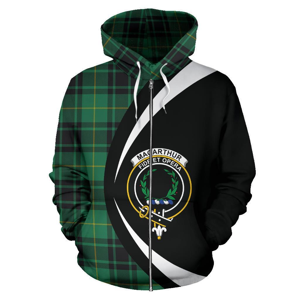 Macarthur Ancient Tartan Crest Zipper Hoodie - Circle Style