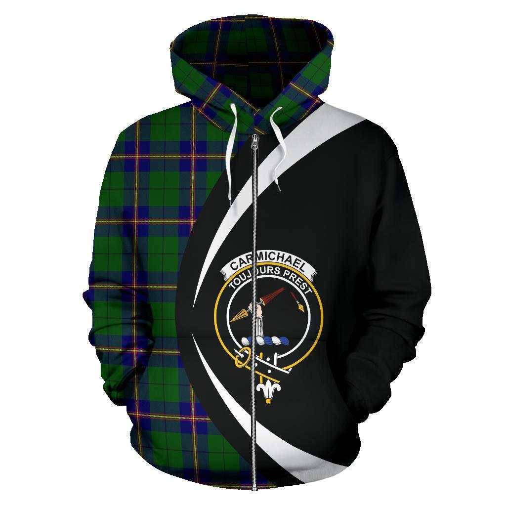 Carmichael Modern Tartan Crest Zipper Hoodie - Circle Style