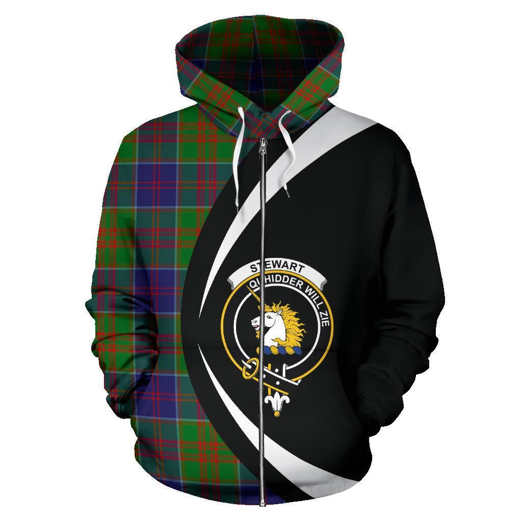 Stewart of Appin Hunting Modern Tartan Crest Zipper Hoodie - Circle Style