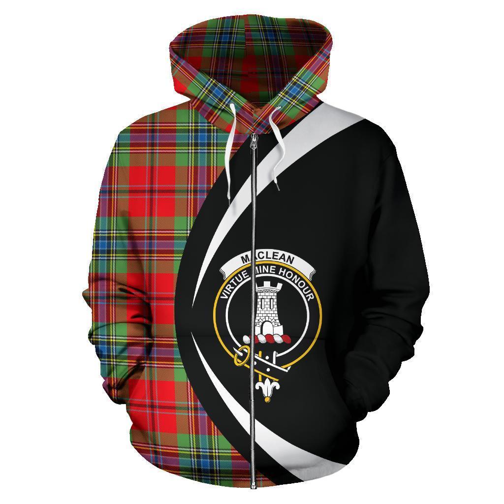 MacLean of Duart Modern Tartan Crest Zipper Hoodie - Circle Style