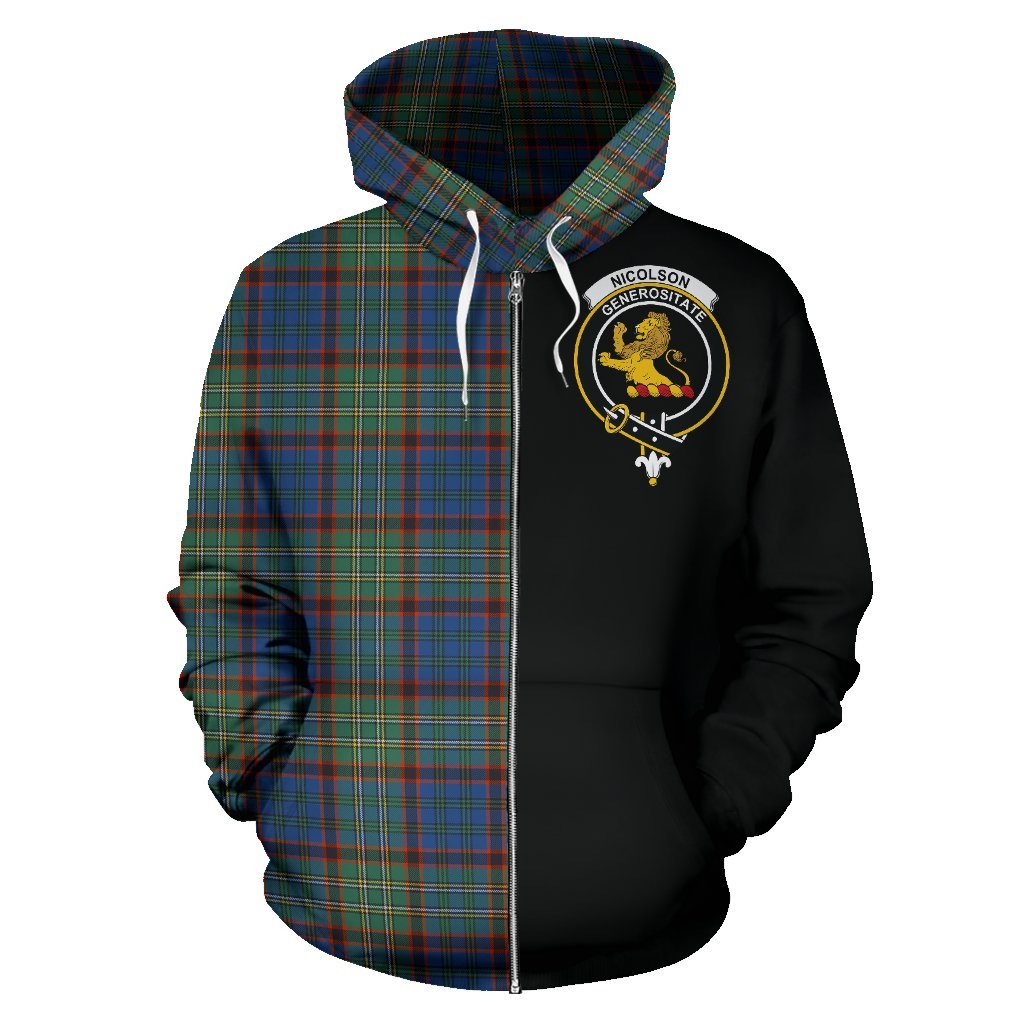 Nicolson Hunting Ancient Tartan Crest Zipper Hoodie - Half Of Me Style