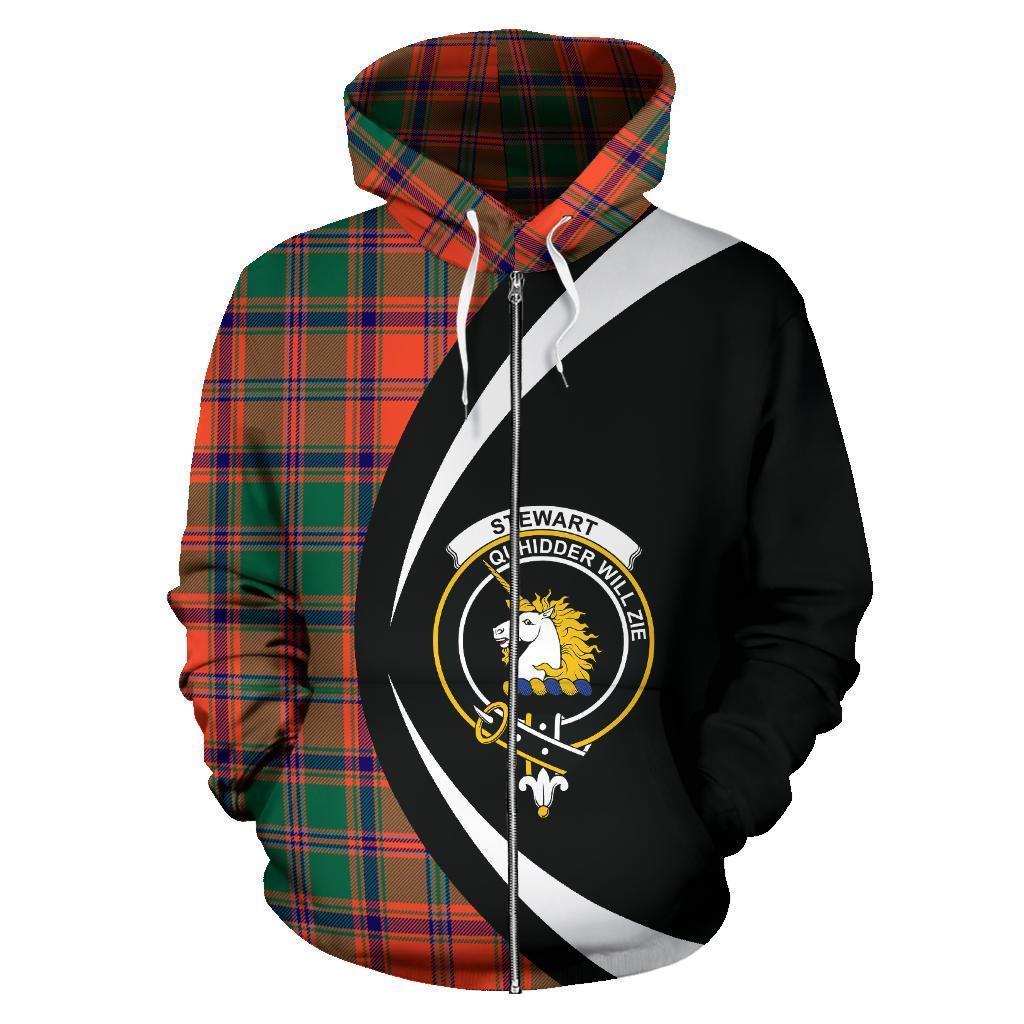 Stewart of Appin Ancient Tartan Crest Zipper Hoodie - Circle Style