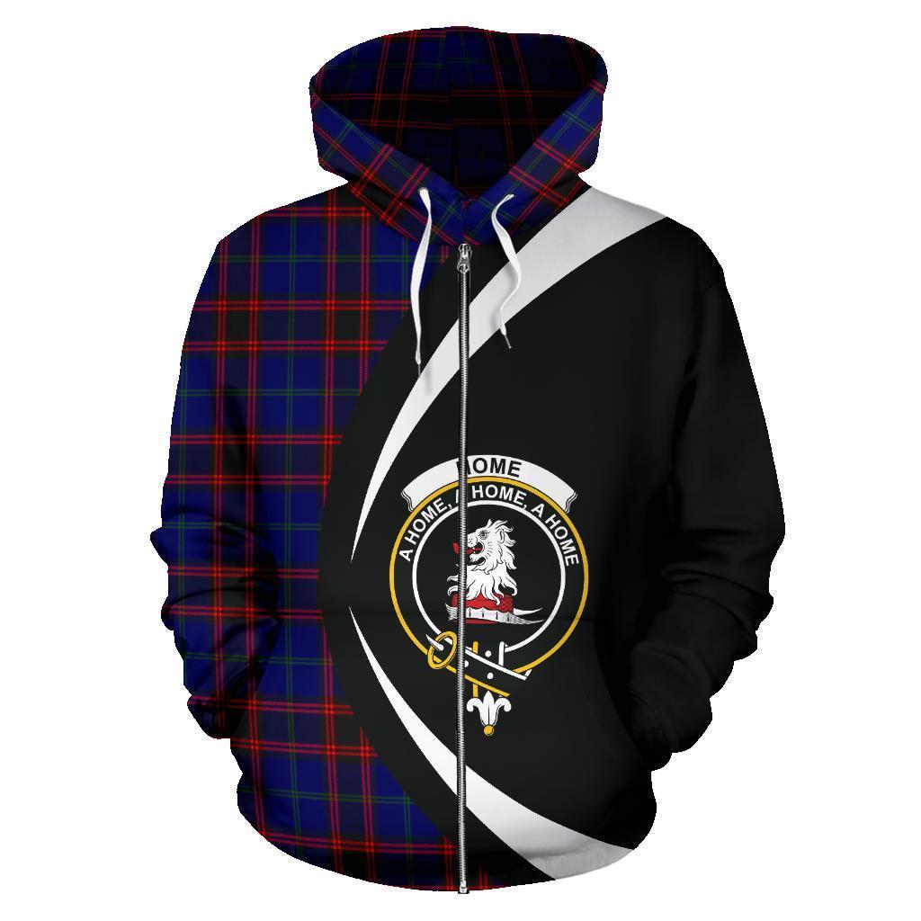 Home Modern Tartan Crest Zipper Hoodie - Circle Style