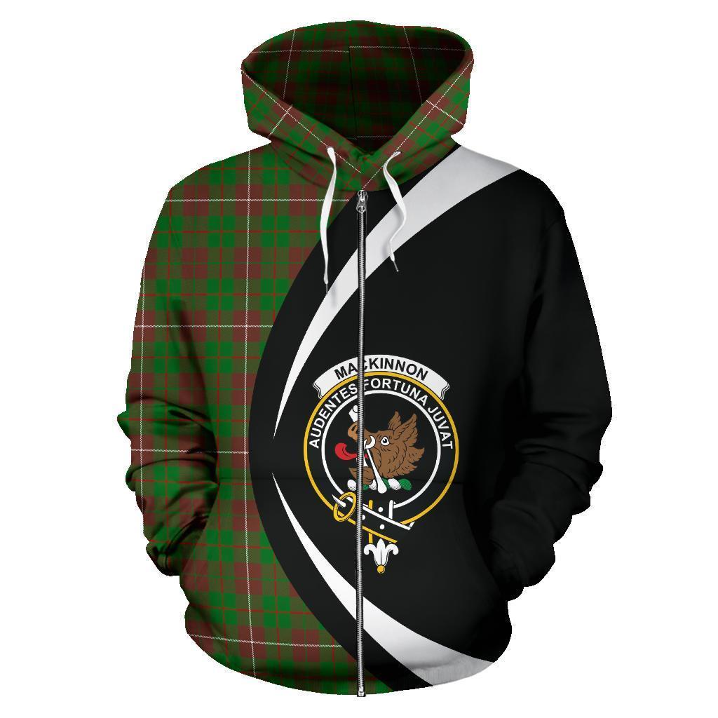 MacKinnon Hunting Modern Tartan Crest Zipper Hoodie - Circle Style