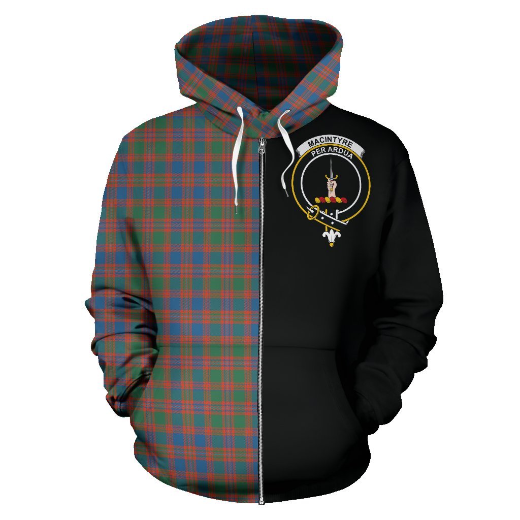 MacIntyre Ancient Tartan Crest Zipper Hoodie - Half Of Me Style