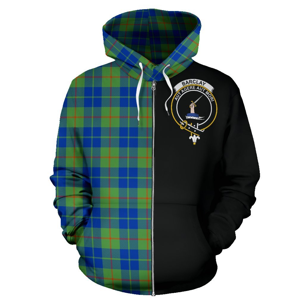 Barclay Hunting Ancient Tartan Crest Zipper Hoodie - Half Of Me Style