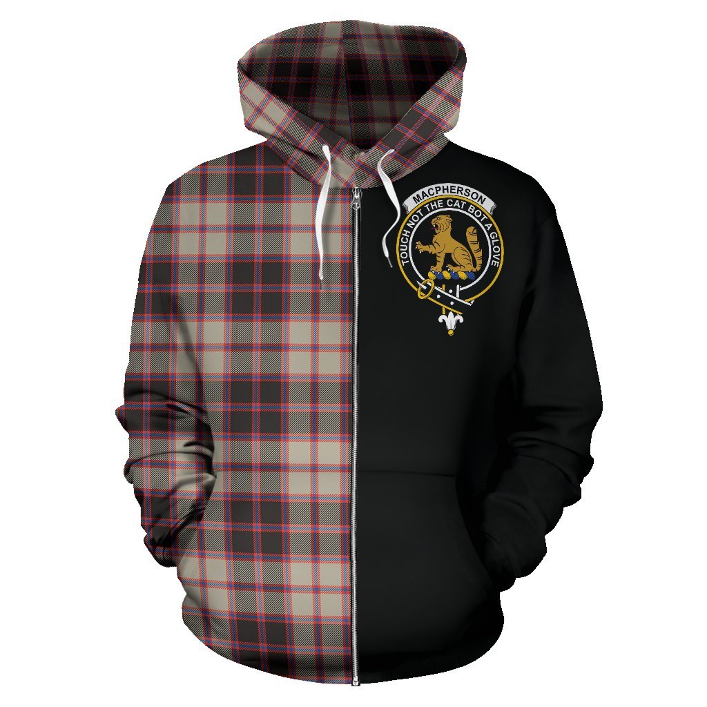 MacPherson Hunting Ancient Tartan Crest Zipper Hoodie - Half Of Me Style