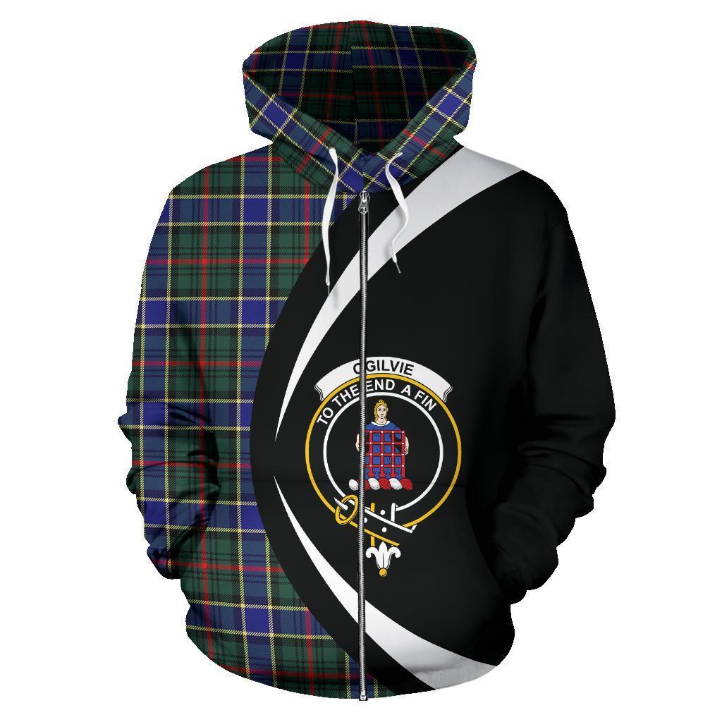 Ogilvie Hunting Modern Tartan Crest Zipper Hoodie - Circle Style