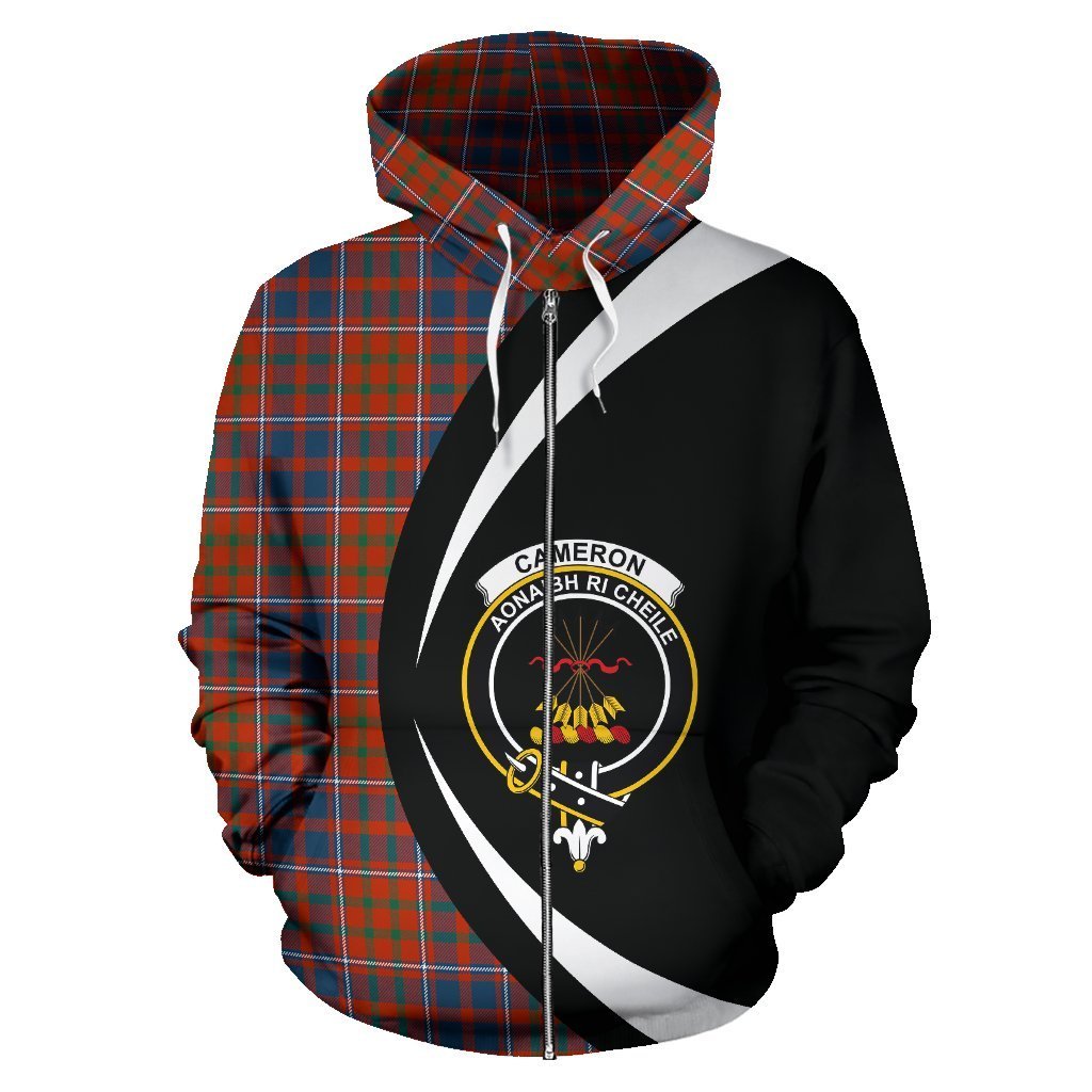 Cameron of Lochiel Ancient Tartan Crest Zipper Hoodie - Circle Style