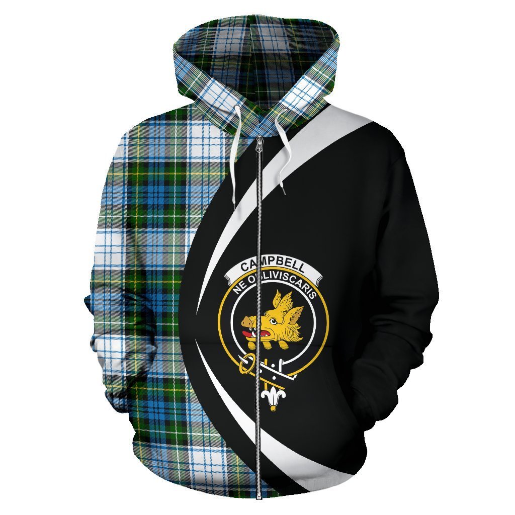 Campbell Dress Ancient Tartan Crest Hoodie - Circle Style