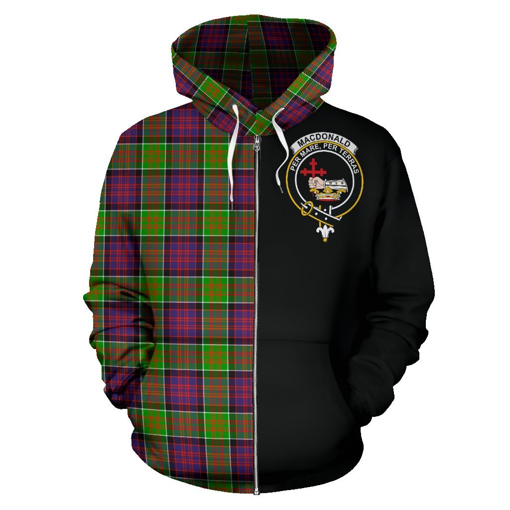 MacDonald of Clanranald Tartan Crest Zipper Hoodie - Half Of Me Style