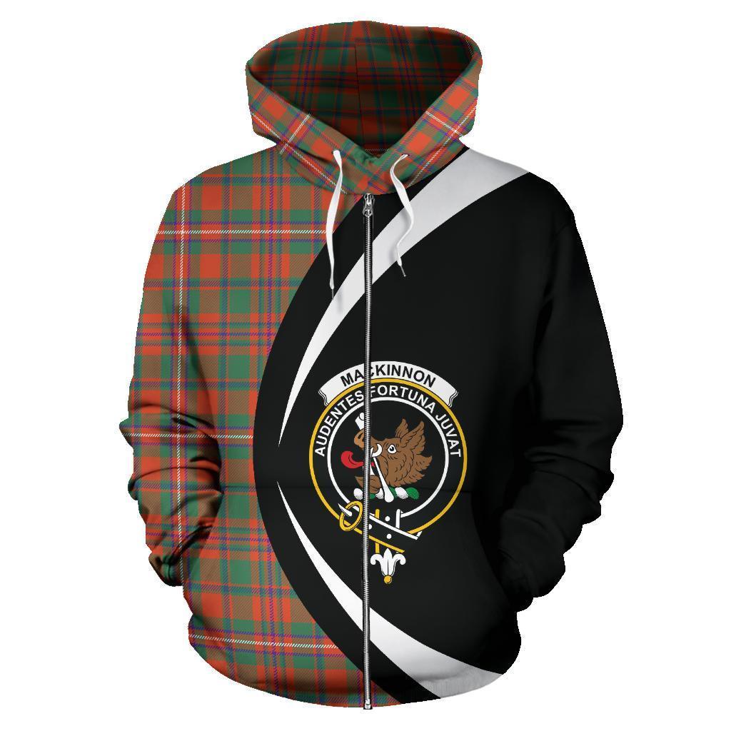 MacKinnon Ancient Tartan Crest Zipper Hoodie - Circle Style