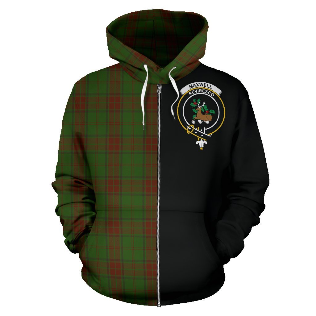 Maxwell Hunting Tartan Crest Zipper Hoodie - Half Of Me Style