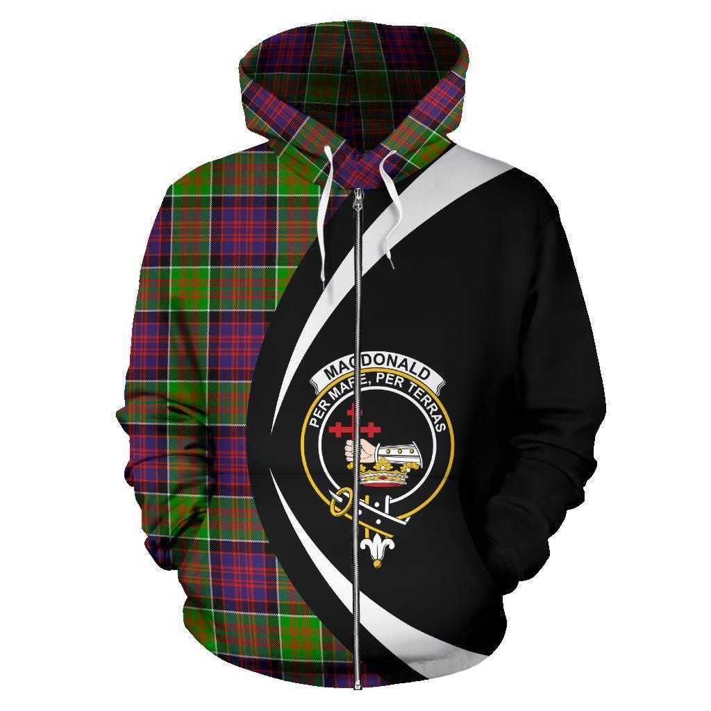 MacDonald of Clanranald Tartan Crest Zipper Hoodie - Circle Style