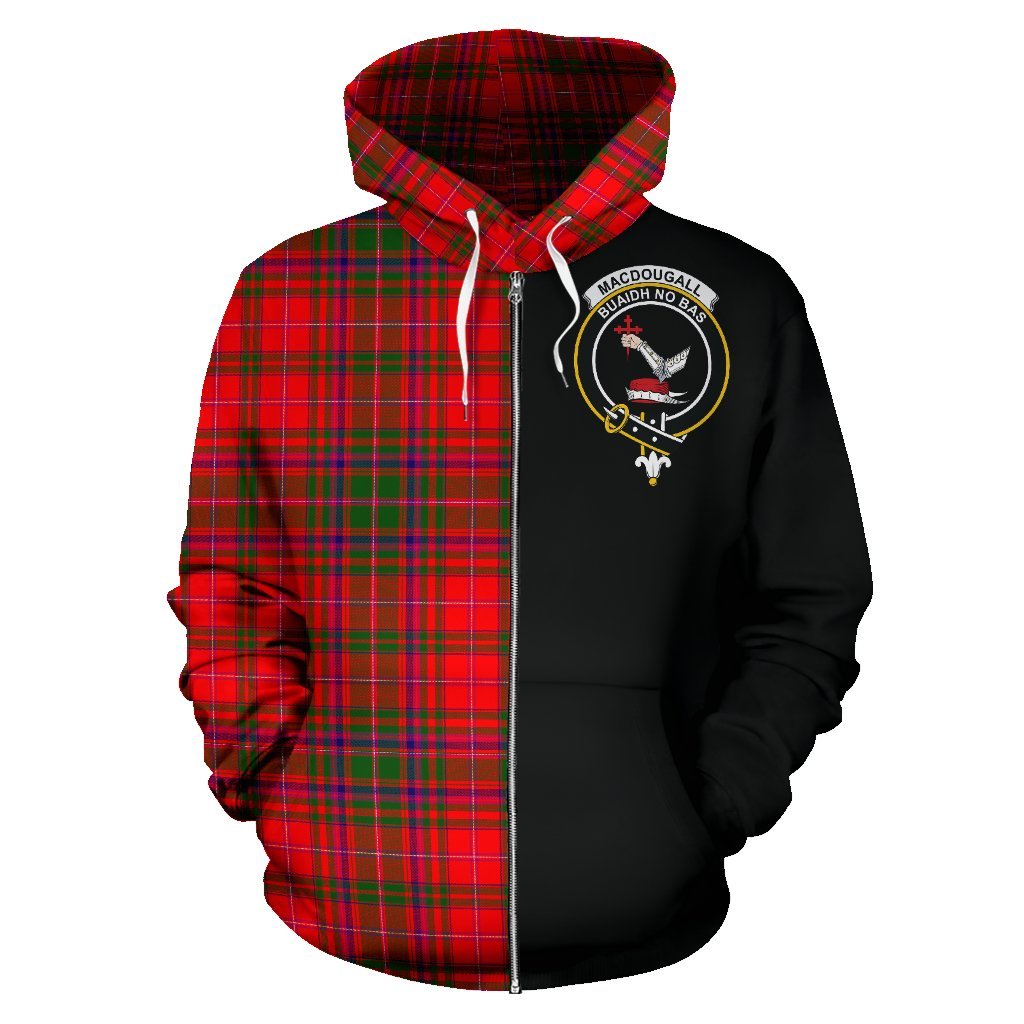 MacDougall Modern Tartan Crest Zipper Hoodie - Half Of Me Style