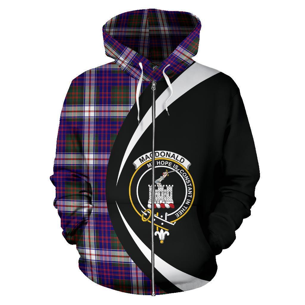 MacDonald Dress Modern Tartan Crest Zipper Hoodie - Circle Style