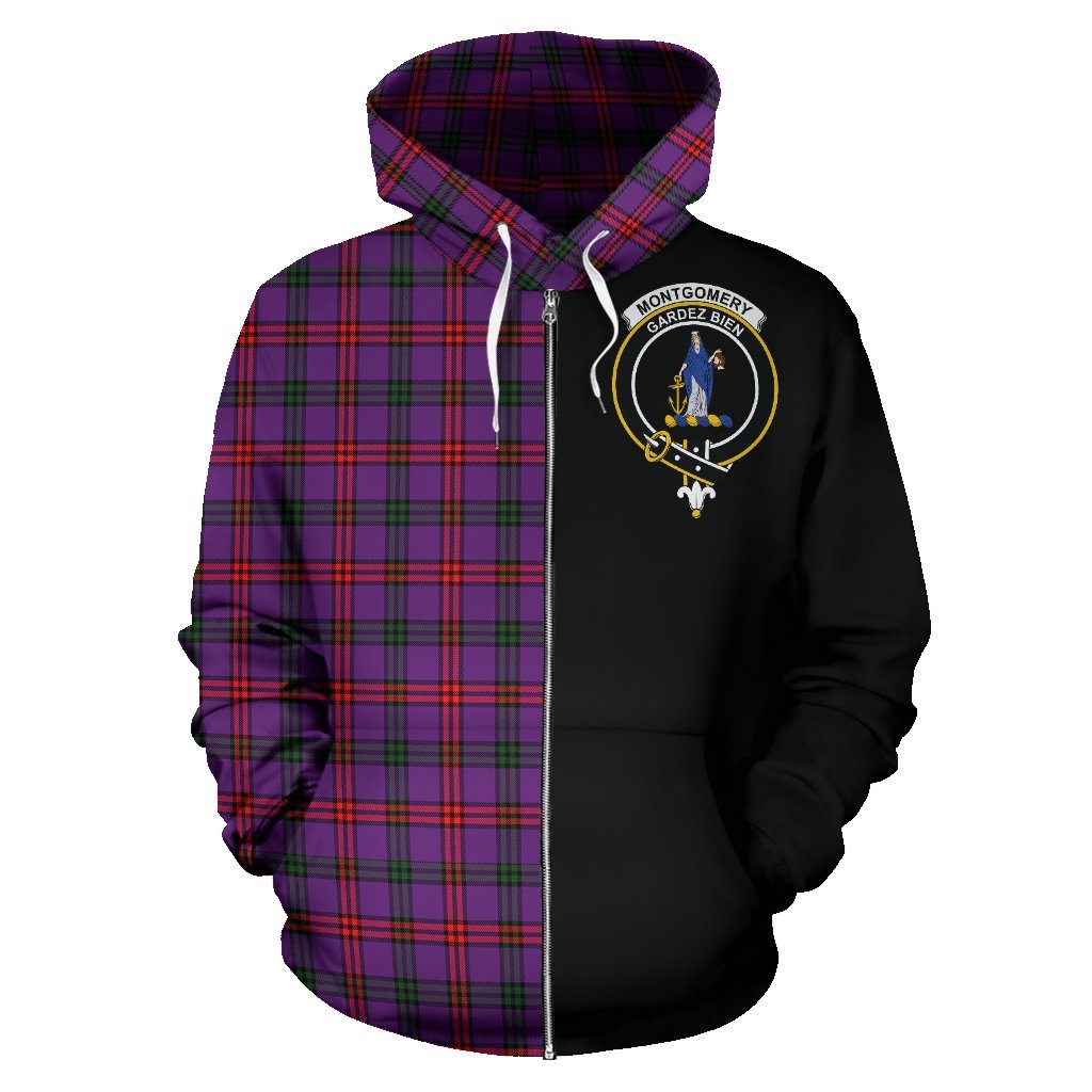 Montgomery Modern Tartan Crest Zipper Hoodie - Half Of Me Style