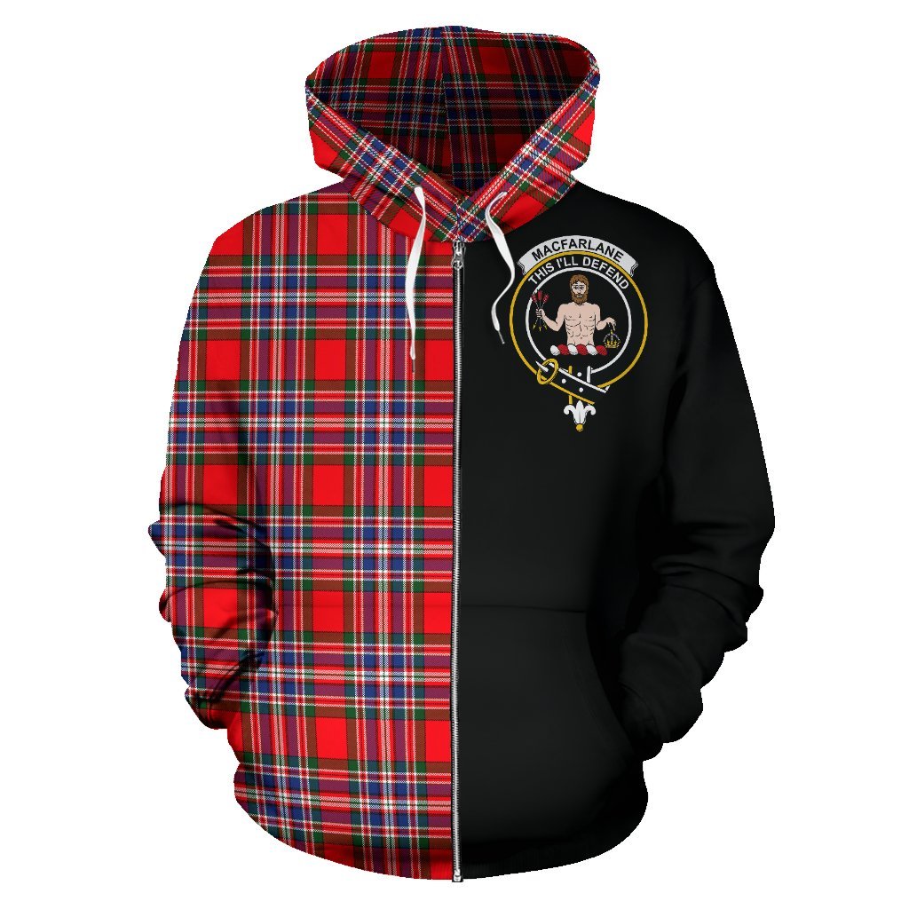 MacFarlane Modern Tartan Crest Zipper Hoodie - Half Of Me Style