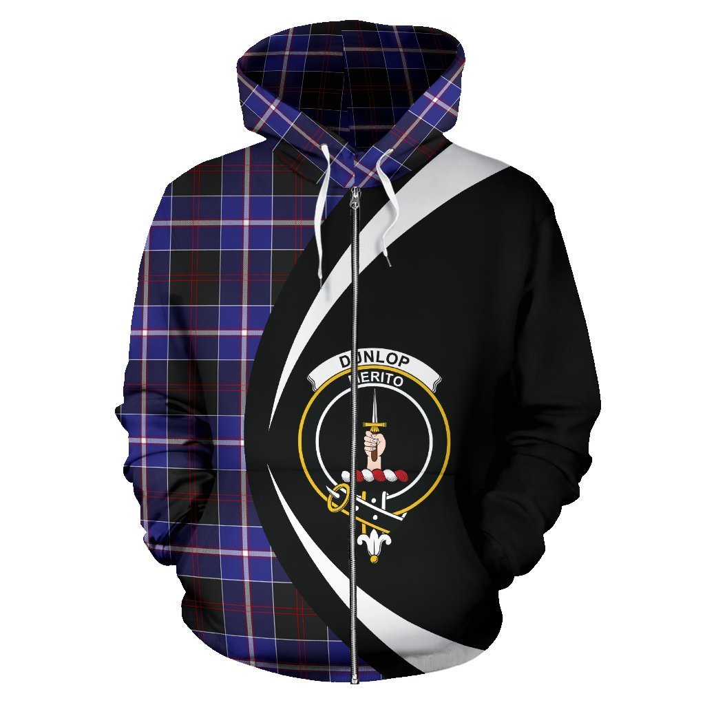 Dunlop Modern Tartan Crest Zipper Hoodie - Circle Style