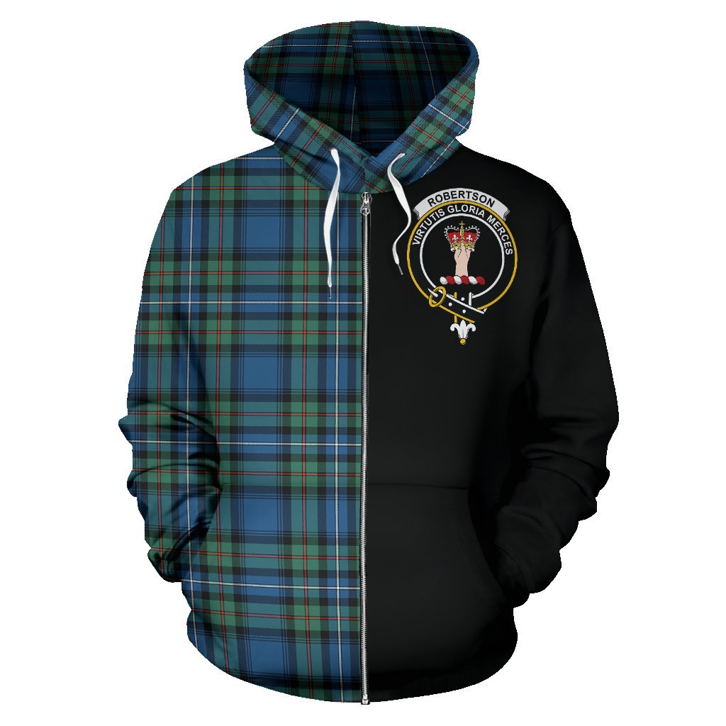 Robertson Hunting Ancient Tartan Crest Zipper Hoodie - Half Of Me Style