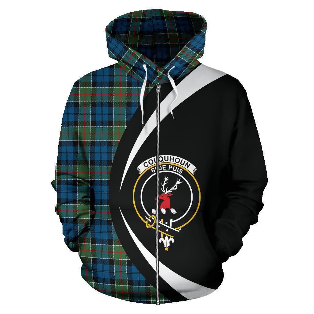 Colquhoun Ancient Tartan Crest Zipper Hoodie - Circle Style