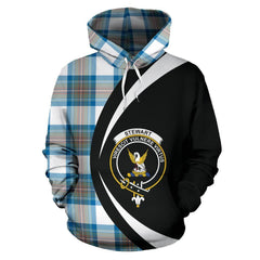 Stewart Muted Blue Tartan Crest Hoodie - Circle Style