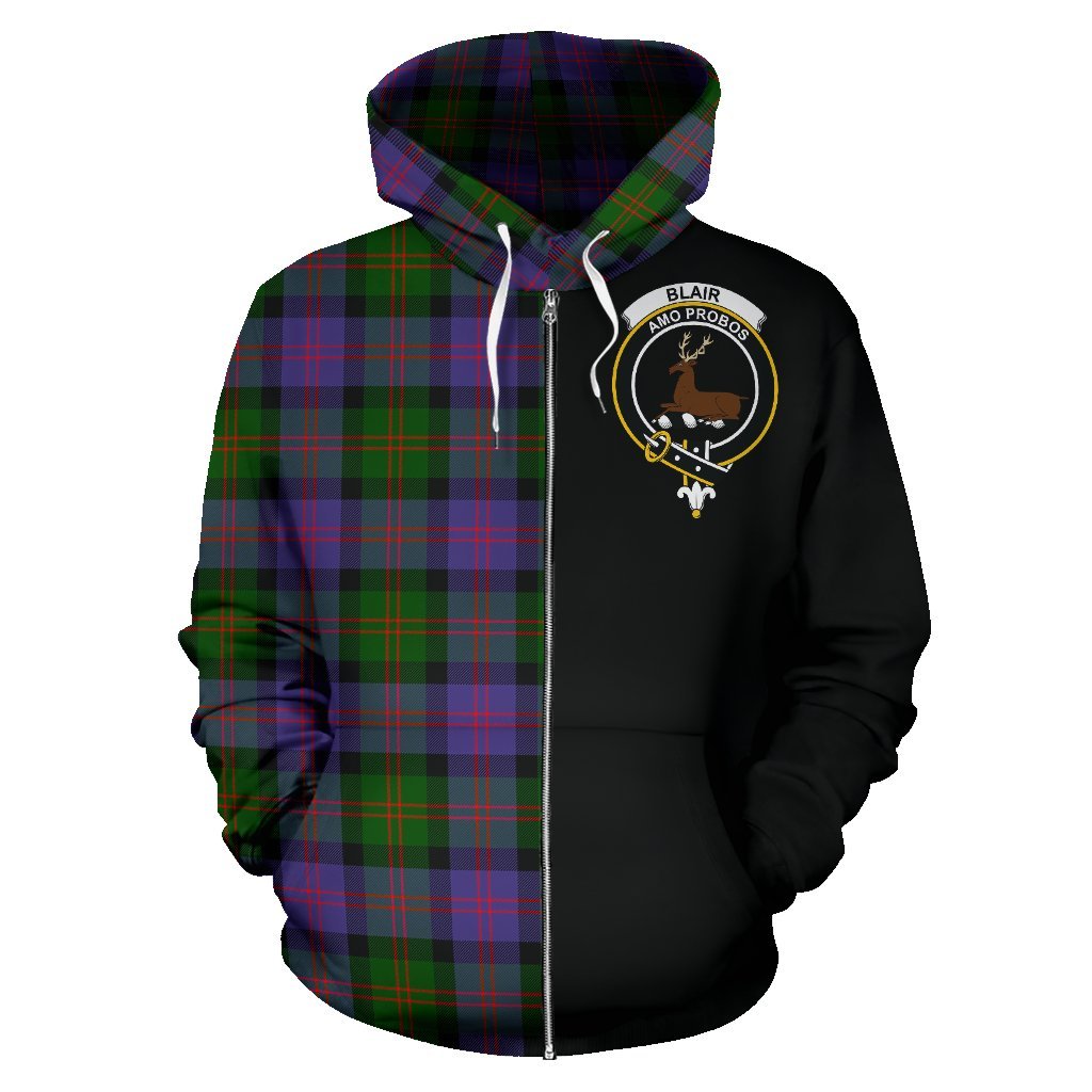 Blair Modern Tartan Crest Zipper Hoodie - Half Of Me Style