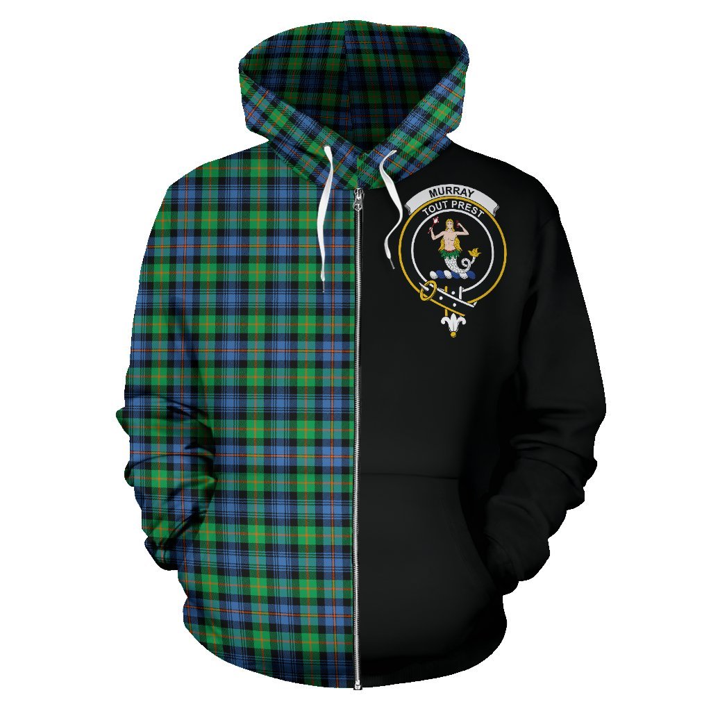 Murray of Atholl Ancient Tartan Crest Zipper Hoodie - Half Of Me Style