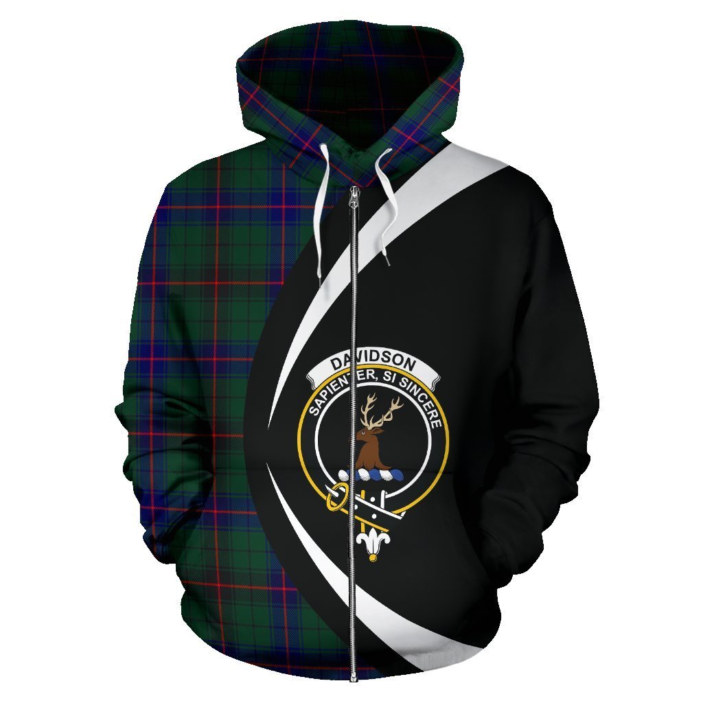 Davidson Modern Tartan Crest Zipper Hoodie - Circle Style