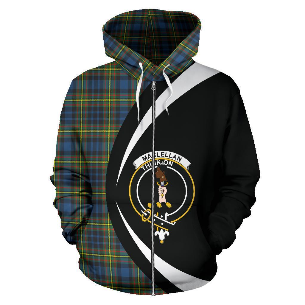 MacLellan Ancient Tartan Crest Zipper Hoodie - Circle Style