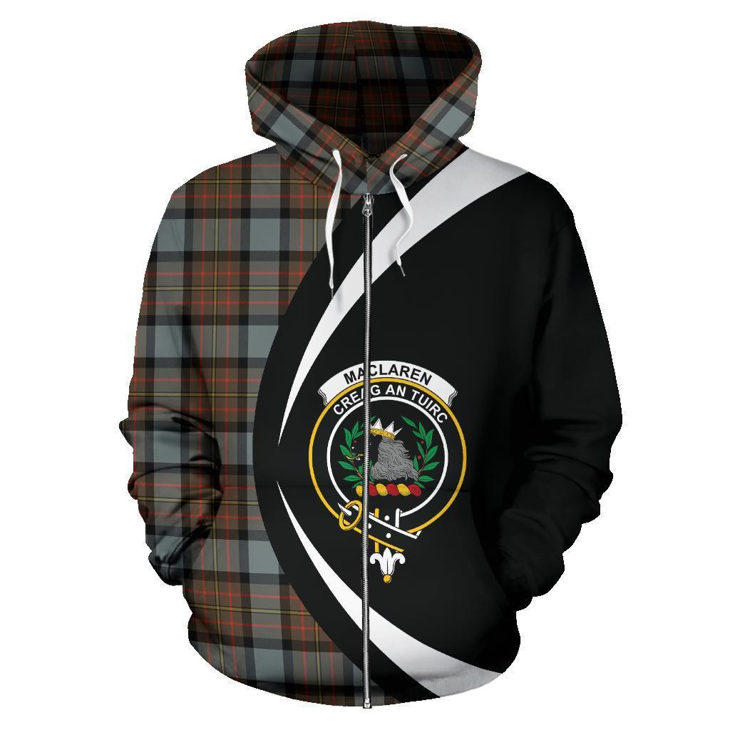 MacLaren Weathered Tartan Crest Zipper Hoodie - Circle Style