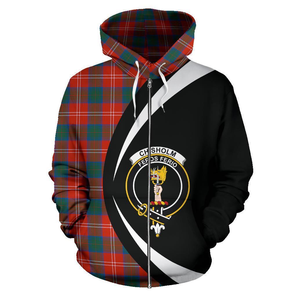 Chisholm Ancient Tartan Crest Zipper Hoodie - Circle Style