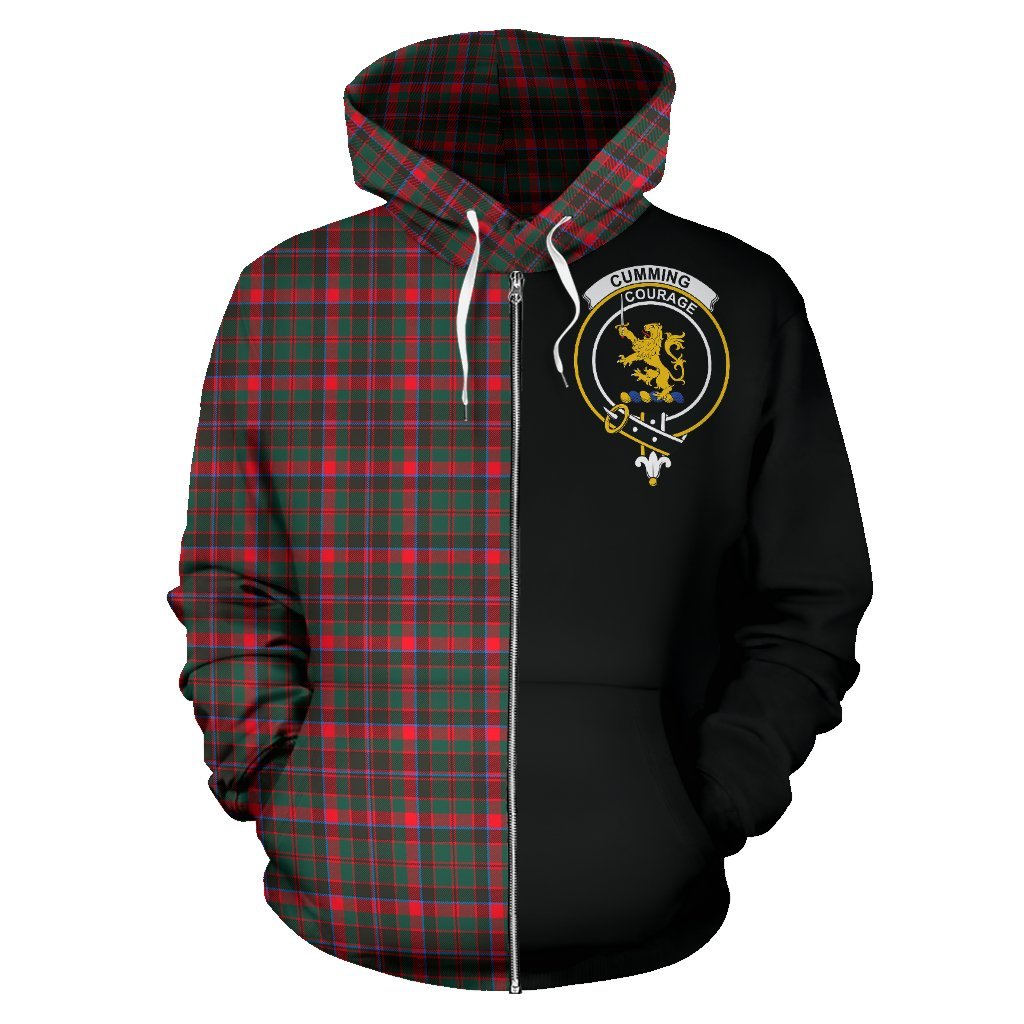 Cumming Hunting Modern Tartan Crest Zipper Hoodie - Half Of Me Style