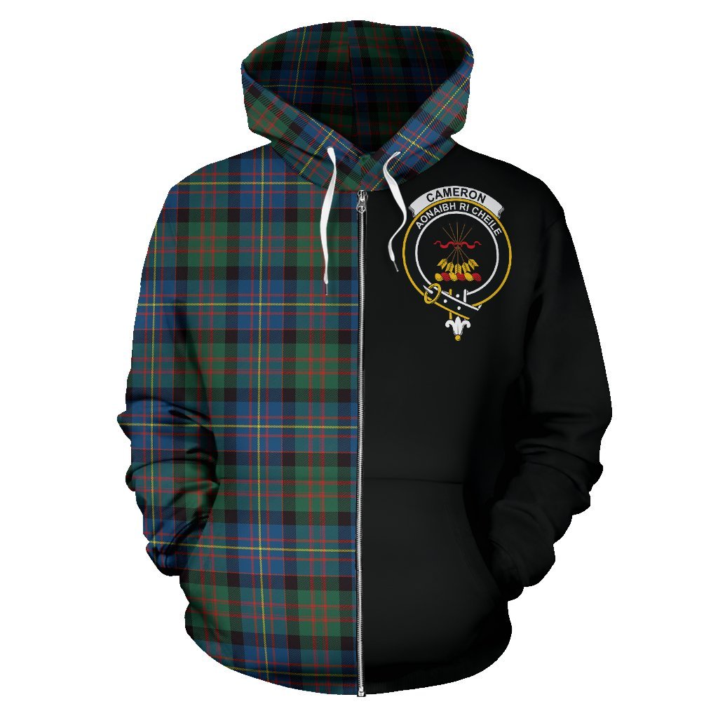 Cameron of Erracht Ancient Tartan Crest Zipper Hoodie - Half Of Me Style