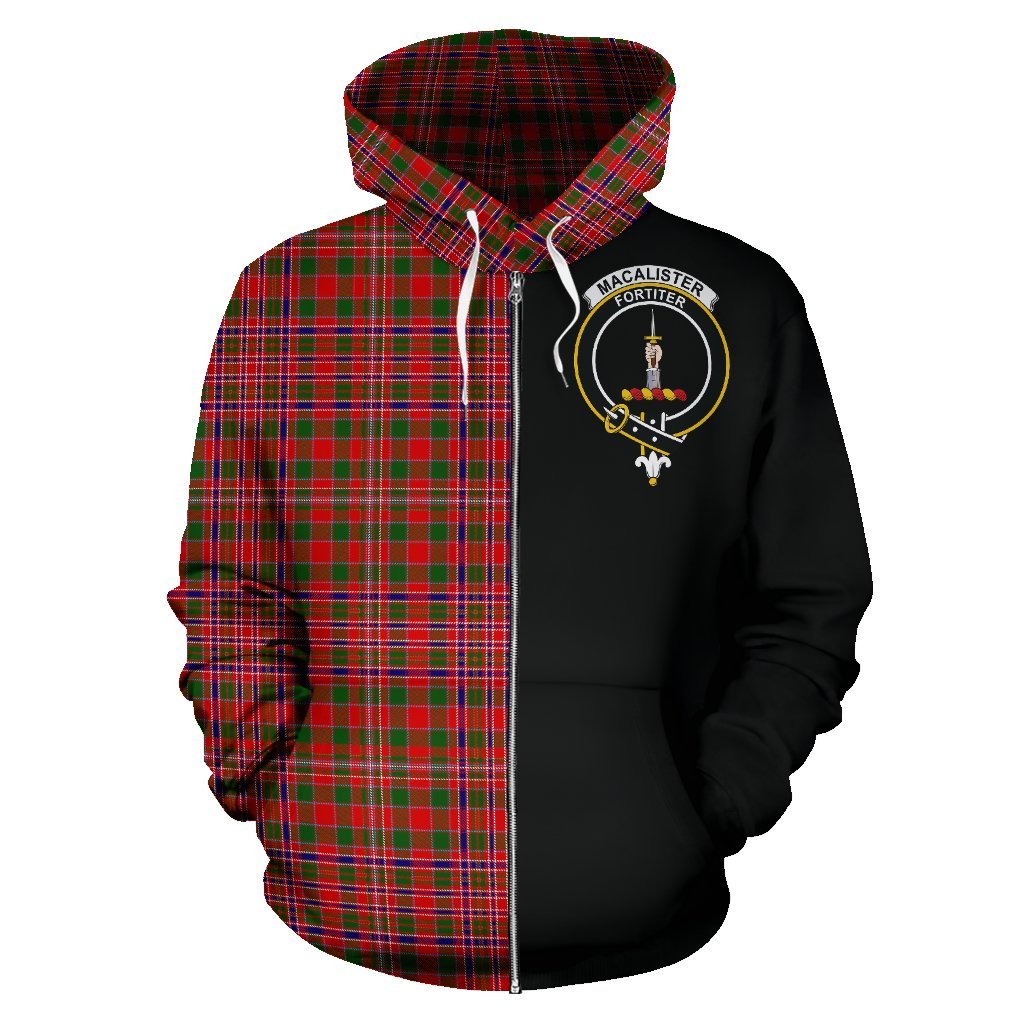 MacAlister Modern Tartan Crest Zipper Hoodie - Half Of Me Style