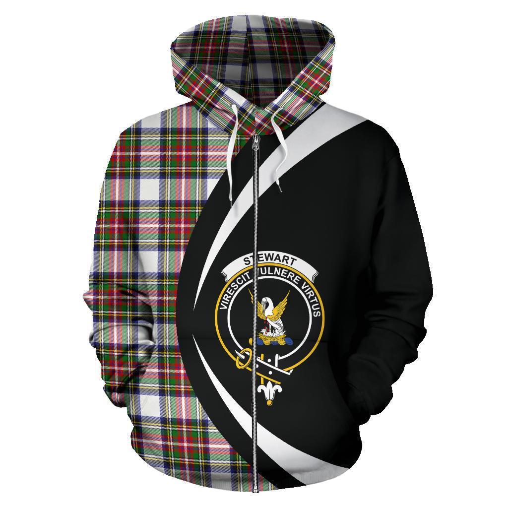 Stewart Dress Modern Tartan Crest Zipper Hoodie - Circle Style